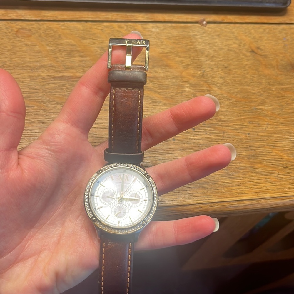 Armani exchange brown leather watch